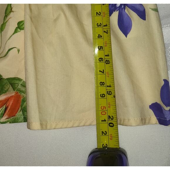 Express Yellow Crop Halter Top Sz XS Tropical Floral NEW NWT 100% Cotton Hawaii - Picture 11 of 13